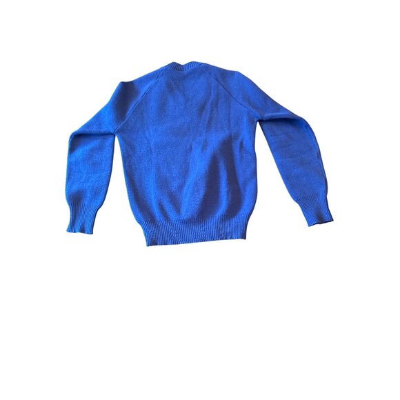 Vintage Glenavla By Courtelle Blue V-Neck Sweater Made In Scotland size 8 - Picture 5 of 5